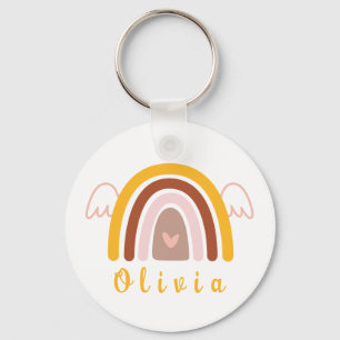 Whimsical Boho Rainbow with a Personalized Name  Keychain