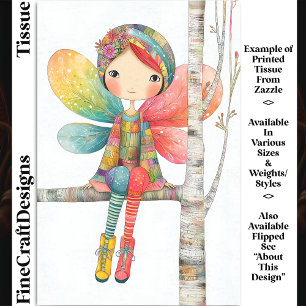 Whimsical Boho Red Haired Fairy DH1L Decoupage Tissue Paper