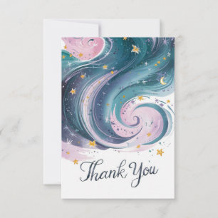 Whimsical Boho Starry Celestial Thank You Card