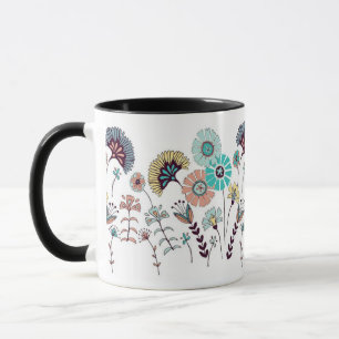 Whimsical Boho Wildflower Meadow Illustration TMug Mug