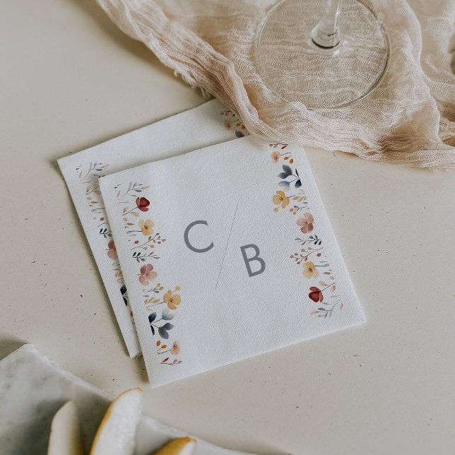 Whimsical Boho Wildflower Monogrammed Napkins (Creator Uploaded)