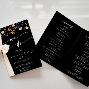 Whimsical Boho Wildflower We Do Folded Wedding  Program