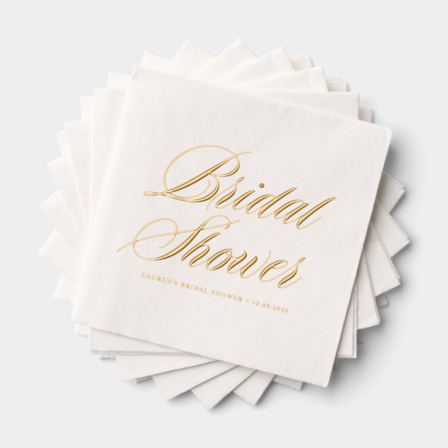 Whimsical Bold Calligraphy Bridal Shower Foil Napkins (Insitu (Stacked))