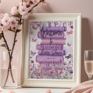 Whimsical Books Butterflies & Wildflowers Welcome Poster