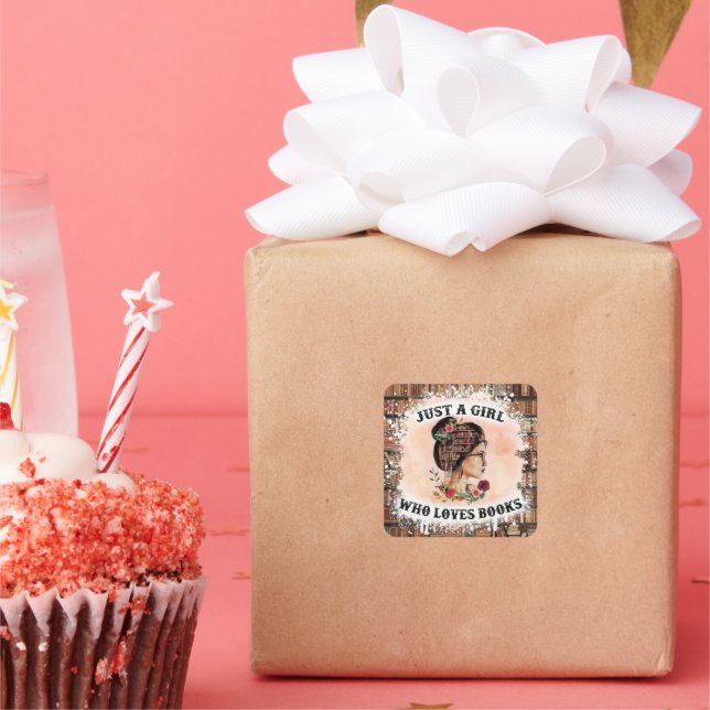 Whimsical Bookworm Delight Square Sticker (Party)