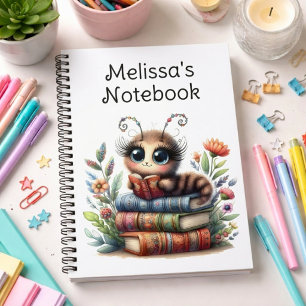 Whimsical Bookworm Spiral Notebook