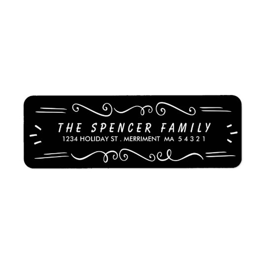 Whimsical Border Black & White Address Label