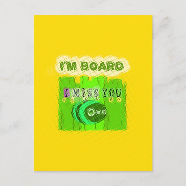 Whimsical Bored but Thinking of You Postcard (Front)