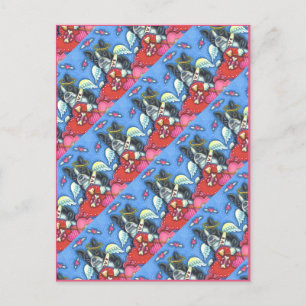 WHIMSICAL BOSTON TERRIER CUPID, CUTE DOG VALENTINE HOLIDAY POSTCARD