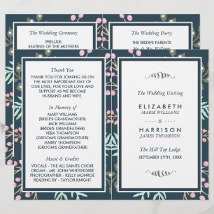 Whimsical Botanical Berry Mariage Programme bi-pli