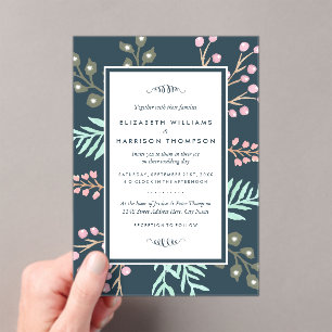 Whimsical Botanical Berry Wedding Acrylic Invitations