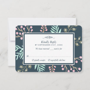 Whimsical Botanical Berry Wedding RSVP Card