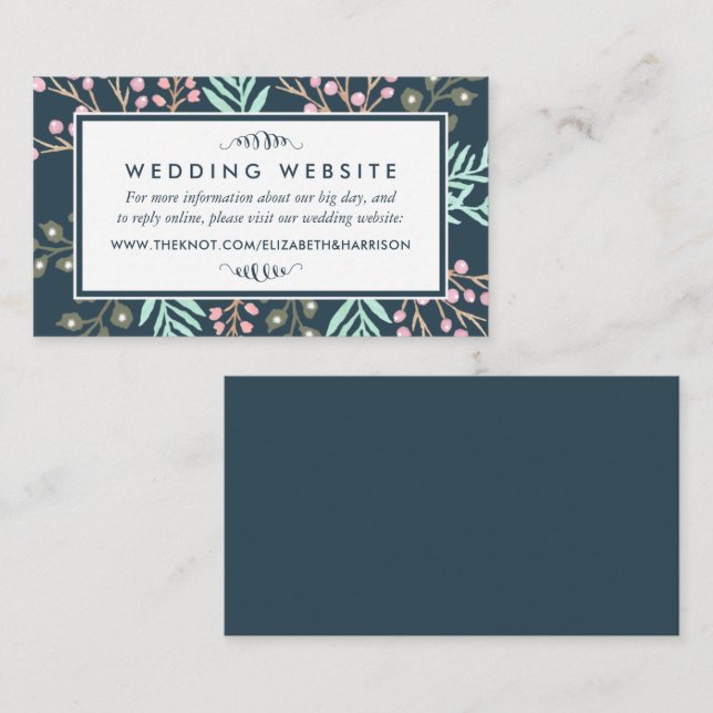 Whimsical Botanical Berry Wedding Website Insert (Front/Back)