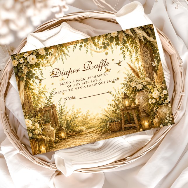 Whimsical Botanical Boho Diaper Raffle Enclosure Card (Creator Uploaded)