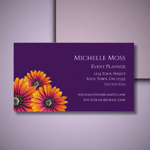 Whimsical Botanical Daisies Boho Purple  Business Card
