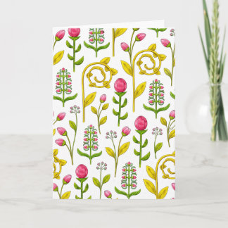 Whimsical Botanical Floral Pattern Blank Card