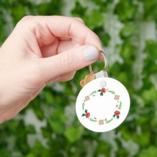 Whimsical Botanical Floral Wreath Personalized Gif Keychain