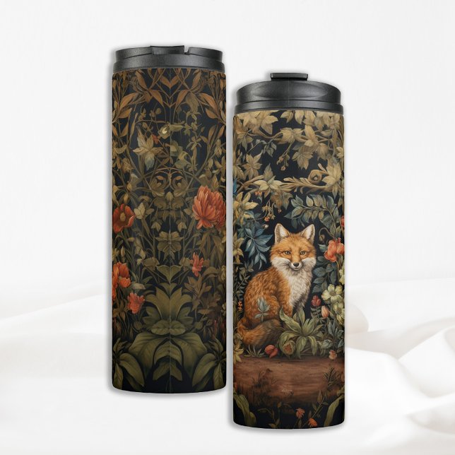 Whimsical Botanical Fox in the Forest Art Nouveau Thermal Tumbler (Creator Uploaded)