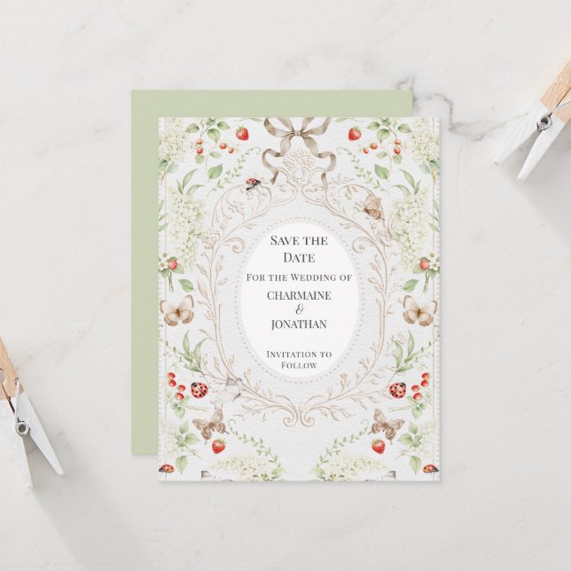 Whimsical Botanical Garden Save the Date | Invitation (Front/Back In Situ)