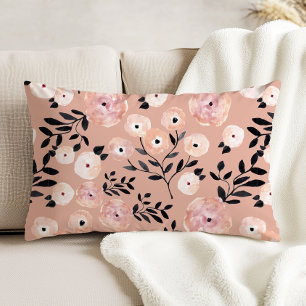 Whimsical Botanical Print Blush Pink Accent Pillow