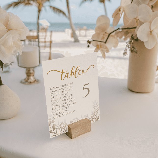 Whimsical Botanical Typography Wedding Table Cards (Whimsical Botanical Typography Wedding Table Cards)