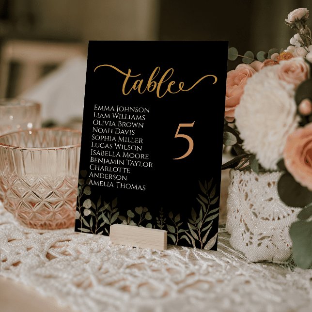 Whimsical Botanical Typography Wedding Table Cards (Whimsical Botanical Typography Wedding Table Cards)