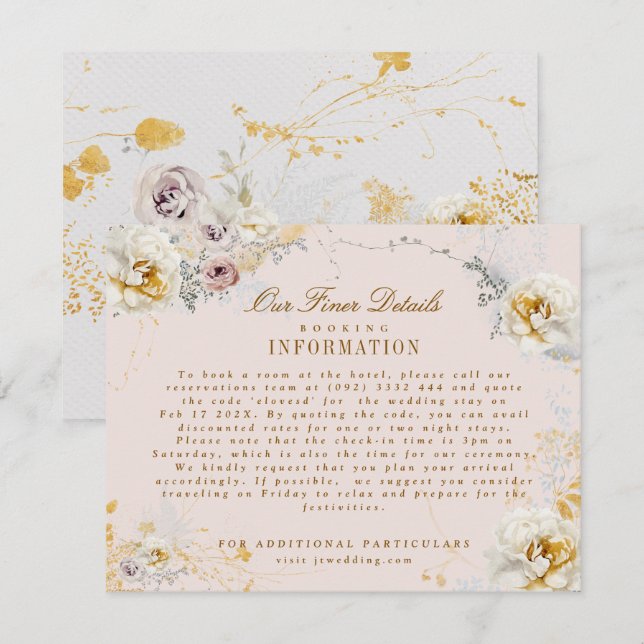 whimsical botanical wreath romantic wedding boho enclosure card (Front/Back)