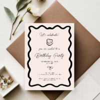 Whimsical Bow cursive border cake birthday 