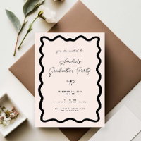 Whimsical Bow cursive border graduation party