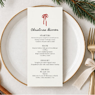 Whimsical bow, Hand drawn Christmas Dinner  Menu