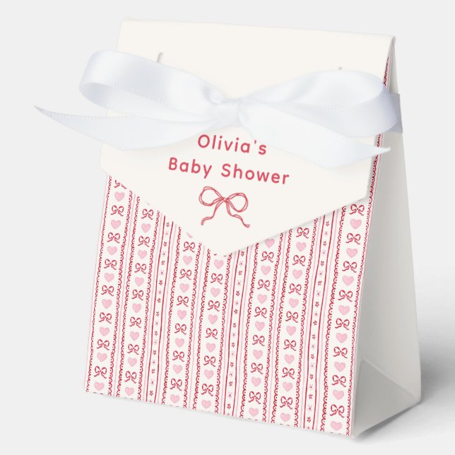 Whimsical Bow Little Sweetheart Baby Shower  Favor Box (Front)