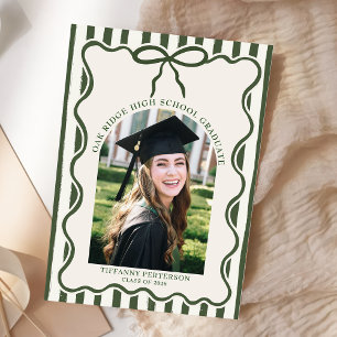 Whimsical Bow Photo Graduation Party Invitation