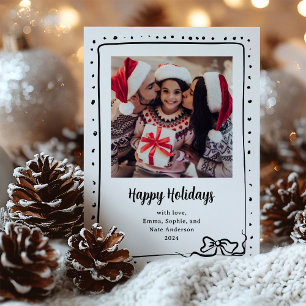 Whimsical Bow   Photo Happy Holidays Holiday Card