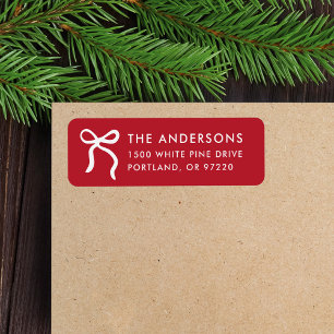 Whimsical Bow Red Christmas Return Address