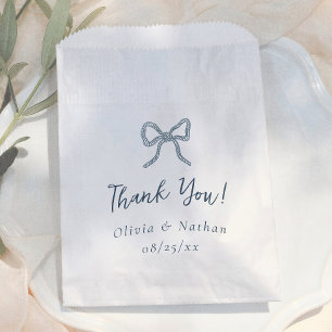Whimsical Bow Retro Blue Simple Wedding Thank You Favour Bag