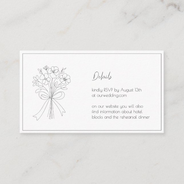Whimsical Bow RSVP Wedding Website Enclosure Card (Front)