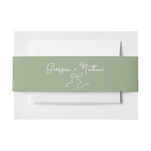 Whimsical Bow Sage Green Invitation Belly Band