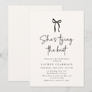 Whimsical Bow, Script Font Modern Tying the Knot  Invitation