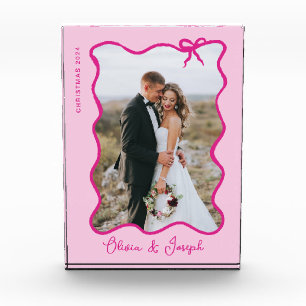 Whimsical Bow   Wavy Pink Photo Frame