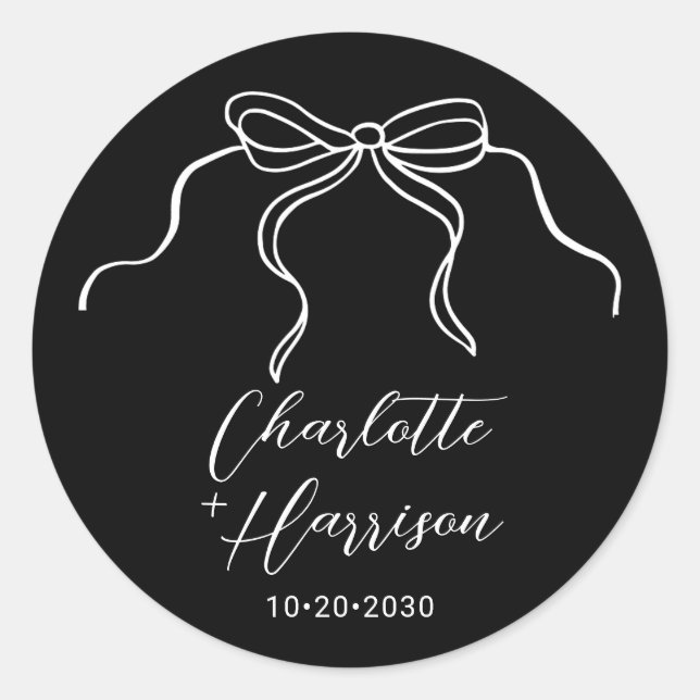 Whimsical Bow Wedding Sticker (Front)