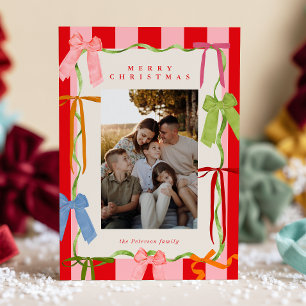 Whimsical Bows Modern  Holiday Card