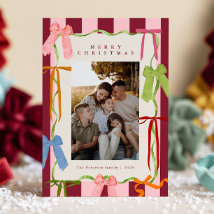 Whimsical Bows Modern  Holiday Card
