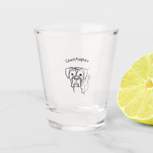Whimsical Boxer: Editable Text Line Art Shot Glass