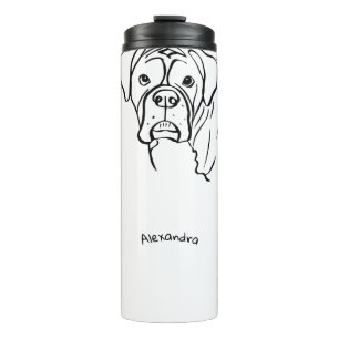 Whimsical Boxer: Editable Text Line Art Thermal Tumbler