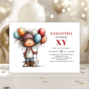 Whimsical Boy Birthday Colourful invitation