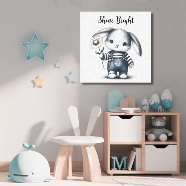 Whimsical Boy Bunny Motivational Canvas Print (Creator Uploaded)