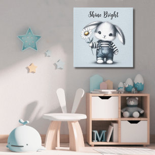 Whimsical Boy Bunny Motivational Canvas Print