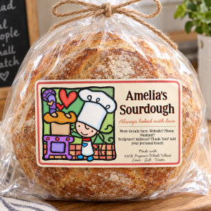 Whimsical Bread Baking Cute Baker Girl Sticker