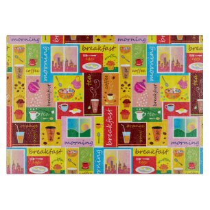 Whimsical Breakfast Pattern Cutting Board