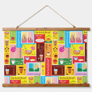 Whimsical Breakfast Pattern Hanging Tapestry